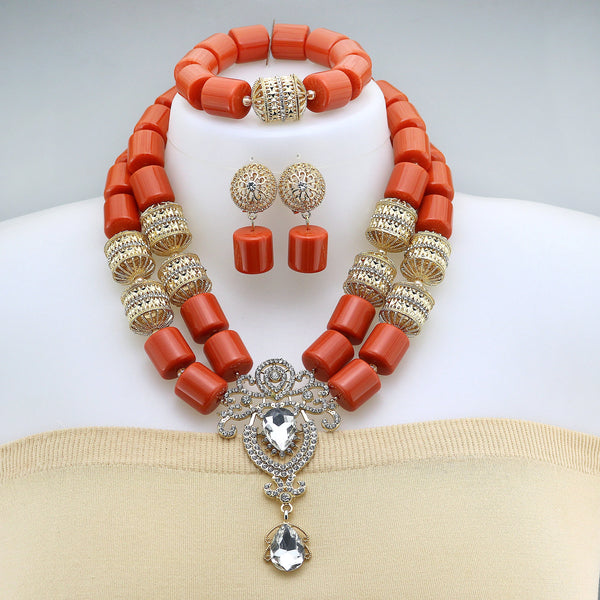 2024 Latest Resin Jewelry Sets Luxury French African Nigerian Wedding Bridal Party Beads 2024 Resin Jewelry sets