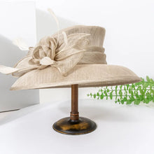 Luxury Blue Sinamay Church Hat For Women Elegant Feather Wedding Bridal Bowler Hats Cocktail Party Derby Cap Chapeau Femme