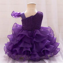 Luxury Baby Sequin Party Dress For Girl Christmas Toddler Layered Bow 1st Birthday Wedding Girl Dresses Formal Lace Baby Clothes