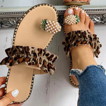 2022 Women Slipper Pineapple Pearl Flat Toe Bohemian Summer Beach Sandals Ladies Shoes plus size Mujer Verano