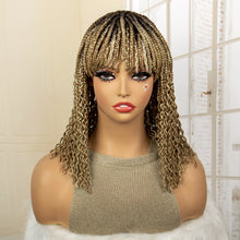 Full Machine Made Wigs Synthetic Braided Wig 14 Inches Bob Braiding Wigs Short Curly Knotless Box Braids Wigs for Black Women