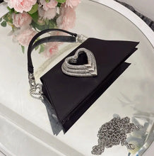 Fashion Heart Rhinestone Women Handbags Luxury Satin Evening Bags for Women Diamonds Designer Shoulder Bag Silk Wedding Clutch