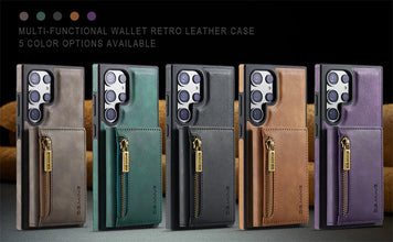DG.Ming RFID Blocking Retro Flip Leather Case For Samsung Galaxy S25 S24 S22 S23 Ultra S24 FE Wallet Magnetic Cover Detachable