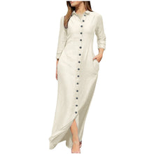 Elegant Long Dress For Women Spring Autumn Long Sleeve Solid Color Cotton And Linen Shirt Dresses Casual Button Dress Robe Femme