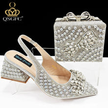 QSGFC Italian Design Clutch Dual Use Full Diamond High Heels Exquisite Gift-Box  And High Heels For Party Women Shoes