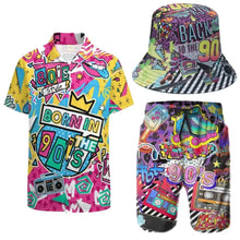 Men's Shirts Shorts Set with Bucket Hats Summer Beach Suit