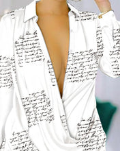 Women Urban Blouses 2024 Spring Summer Hot Selling Sexy Deep V-Neck Fashion Printed Long Sleeved Shirt Dress Loose Versatile Top