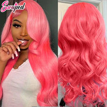 30 32 inch 250% Body Wave 13x4 13x6 Hd Lace Frontal Wig Pre Plucked Transparent Colored Lace Front Pink Wig For Women Glueless