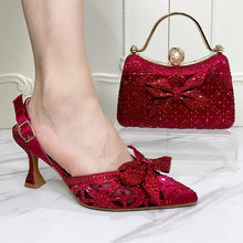Ladies Shoe and Bag Set Latest Designers Luxury Italian Party Shoes and Bag Set for Women Rhinestone Wedding Bride Shoes Woman