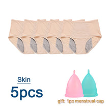 5pcs/Set Leak Proof Menstrual Panties Women Period Underwear Sexy Pants Physiological Underwear Plus Size Waterproof Briefs&Gift