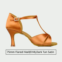 BD Dance Shoes Professional Women Satin Latin Shoe Ladies Sandal Latin Dancing Shoes Soft Leather Sole High Heel  T Bar