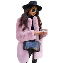 Women's Faux Fur Coat Long Sleeve Lapel Winter Coat