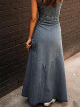 Fashion Denim Sling Dress Summer Clothes Women Sleeveless Single Breasted Jean Long Dresses Casual Cowboy Strappy Dress Vestidos