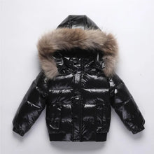 Kids Winter Down Jacket For Real Fur Waterproof Shiny Thick Warm Jackets