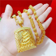 9999 24K Real Gold Smooth Sailing Necklace Pendant Hollowed Out Car Flower Bamboo Chain Domineering Men's Chain Gold Necklace