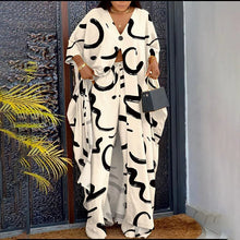 2023 Spring Summer New Women's V-neck Loose Long Sleeved Top Letter Printing Fashion Casual Open Front Women's Pants Set