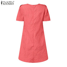 ZANZEA Korean Fashion Puff Sleeve Short Dresses Commute Elegant Solid Fitted Waist Party Robes Women Textured A-line Vestidos