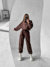 Hoodies Suit Winter Autumn Solid Casual Tracksuit Women Fleece 2 Pieces Set Sports Sweatshirts Pullover Jogger Sweatpants Outfit