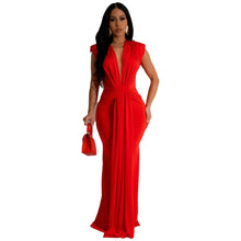 CM.YAYA Women Sleeveless Ruched Deep V-neck Long Maxi Dress 2024 Street Evening Birthday Night Club Party Vestidos Sexy Dresses