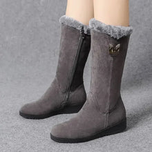 Warm High Fur Boots Women Winter Chunky Mid-calf Boots