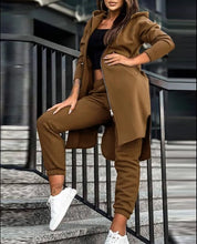 Women's Hooded Zipper Long Coats Tracksuit