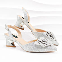 QSGFC Evening Shoes And Bags Set With Full Diamond Handmade Petal Clutches Pointed Toe Mid-Heel Women Shoes