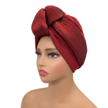 Fashion Women's Turban Cap Glitter Knoted Head Wraps African Auto Gele Nigeria Wedding Headtie Party Headwear Muslim Hat