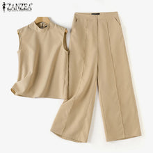 Elegant Chic Women's 2 Pieces Sets ZANZEA Woman 2025 Tracksuits Fashion 2pcs Outfits Suits Tank Tops and Wide Leg Pants Sets
