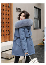 Women's Long Fashionable Hooded Winter Fur Collar Jacket