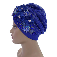 Elegant African Turban Cap with Shiny Rhinestone Ready to Wear Nigeria Auto Gele Headtie Party Women's Head Wrap Bonnet Turbante