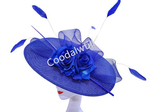 Big Flower Fascinators Hat Headpiece Women Kentucky Church Millinery Cap Ladies Derby Feather Pillbox Fascinator Hats