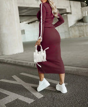 2025 Spring Autumn Elegant Sexy High Slit Skirts Outfit Women Long Sleeve Matching Sets Casual Solid Patchwork Ladies Suits New