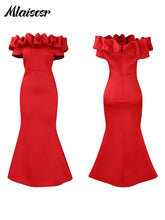 Mlaiscsr African Off the Shoulder Ruffles Black Mermaid Dress for Woman Elegant Luxury Birthday Evening Wedding Dinner Vestidos