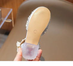 Girls Sandals Fashion Summer New Sequin Princess Shoes Bow Children's Sandals Non-slip Kids Performance Shoes J281