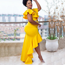 CM.YAYA Women Boho Elegant Ruffles Short Sleeve Irregular Long Maxi Dress 2024 OL High Split Chic Party Evening Street Dresses