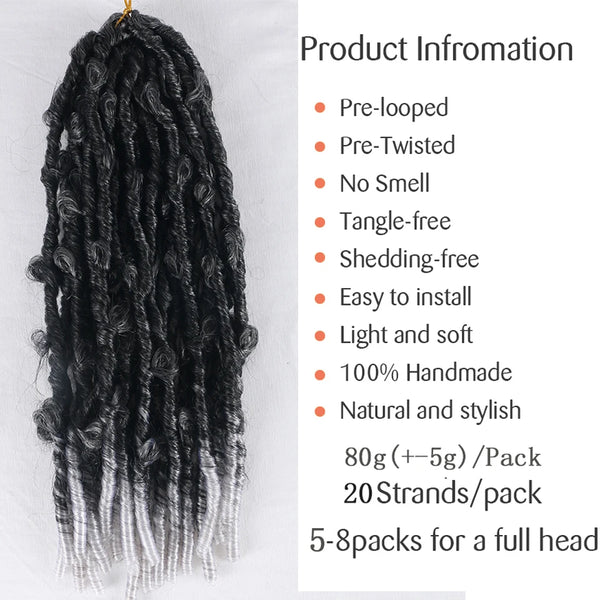 Butterfly Locks Hair Grey Butterfly Locs Pre looped Butterfly Locs Crochet Hair 14 Inch Crochet Butterfly Twist 20 Strands/Pack