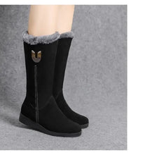 Warm High Fur Boots Women Winter Chunky Mid-calf Boots