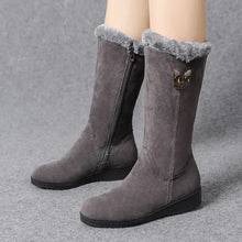 Warm High Fur Boots Women Winter Chunky Mid-calf Boots