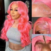 30 32 inch 250% Body Wave 13x4 13x6 Hd Lace Frontal Wig Pre Plucked Transparent Colored Lace Front Pink Wig For Women Glueless