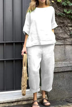 2025 Summer New Women's 2-piece Plus-size Cotton And Linen Shirt + High-waisted Pant Suit 2 Piece Sets Womens Outfits