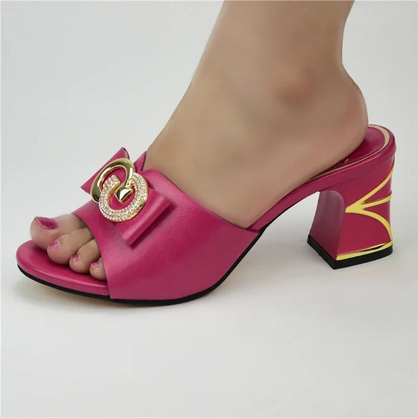 New Arrival Ladies Sandals with Heels Summer High Heeled Shoes for Women Italian Women Wedding Shoes Decorated with Rhinestone