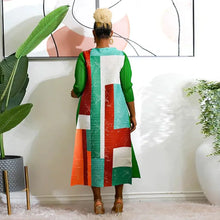 2023 Fashion African 3/4 Sleeve Polyester Plus Size O-Neck Pleated Long Dress Dashiki African Clothes African Dresses for Women