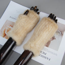 2025 New Brand Style Top Quality Women's 100% Winter Warm Real Mink Fur Knitted Half Finger Gloves Girls Typing Mittens