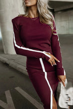 2025 Spring Autumn Elegant Sexy High Slit Skirts Outfit Women Long Sleeve Matching Sets Casual Solid Patchwork Ladies Suits New