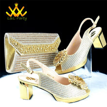 2025 Special New Arrivals Italian Women Shoes and Bag to Match in Green Color with Platform Shinning Crystal Sandal for Wedding
