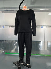 Women Two Piece Pant Sets Solid Full Sleeved Tops Round Neck Casual Midi Waist Long Pants Pockets Regular Elegant Lady