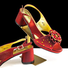 QSGFC Open Toe Women Heels for 2024 Elegant Party Olive Color Diamond Pumps Italian Shoes and Bags Matching Set