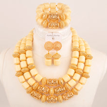African Wedding Couple Set Orange Artificial Coral Beads Jewelry Set