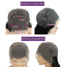 Straight Short Bob Wigs 13x4 Human Hair Lace Frontal Wigs 200% Remy Pre Plucked Transparent Lace 4x4 Short Bob Wigs For Women