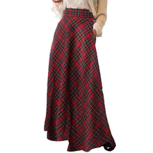 Women High Waist Maxi Skirt A-Line Plaid Print Oversized Women Spring Skirt Floor Length Large Hem Skirt